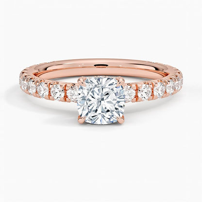 Hidden Halo 1 CT Cushion Cut Lab Grown Diamond Engagement Ring - view 6