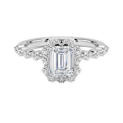 Halo 1 CT Emerald Cut Lab Grown Diamond Engagement Ring