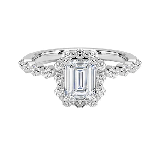 Halo 1 CT Emerald Cut Lab Grown Diamond Engagement Ring