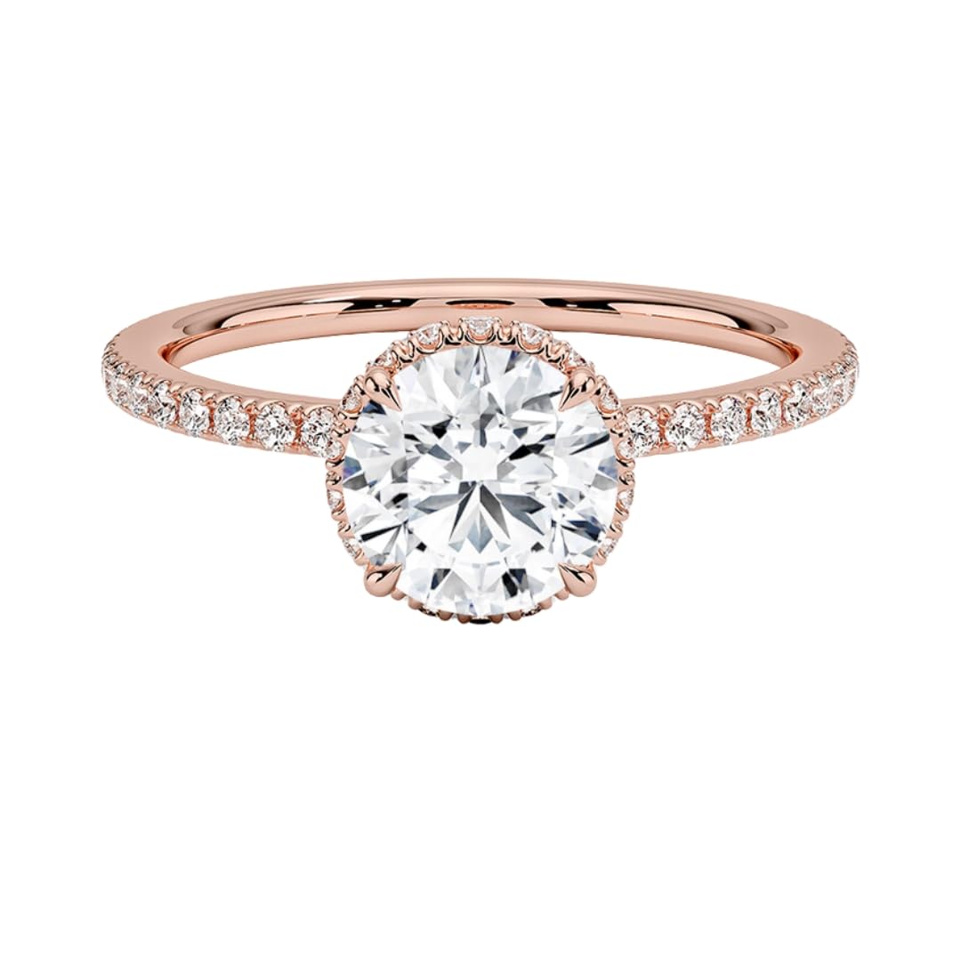Hidden Halo 1 CT Round Cut Lab Grown Diamond Ring - view 4