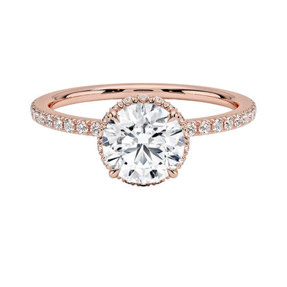Hidden Halo 1 CT Round Cut Lab Grown Diamond Ring - view 4