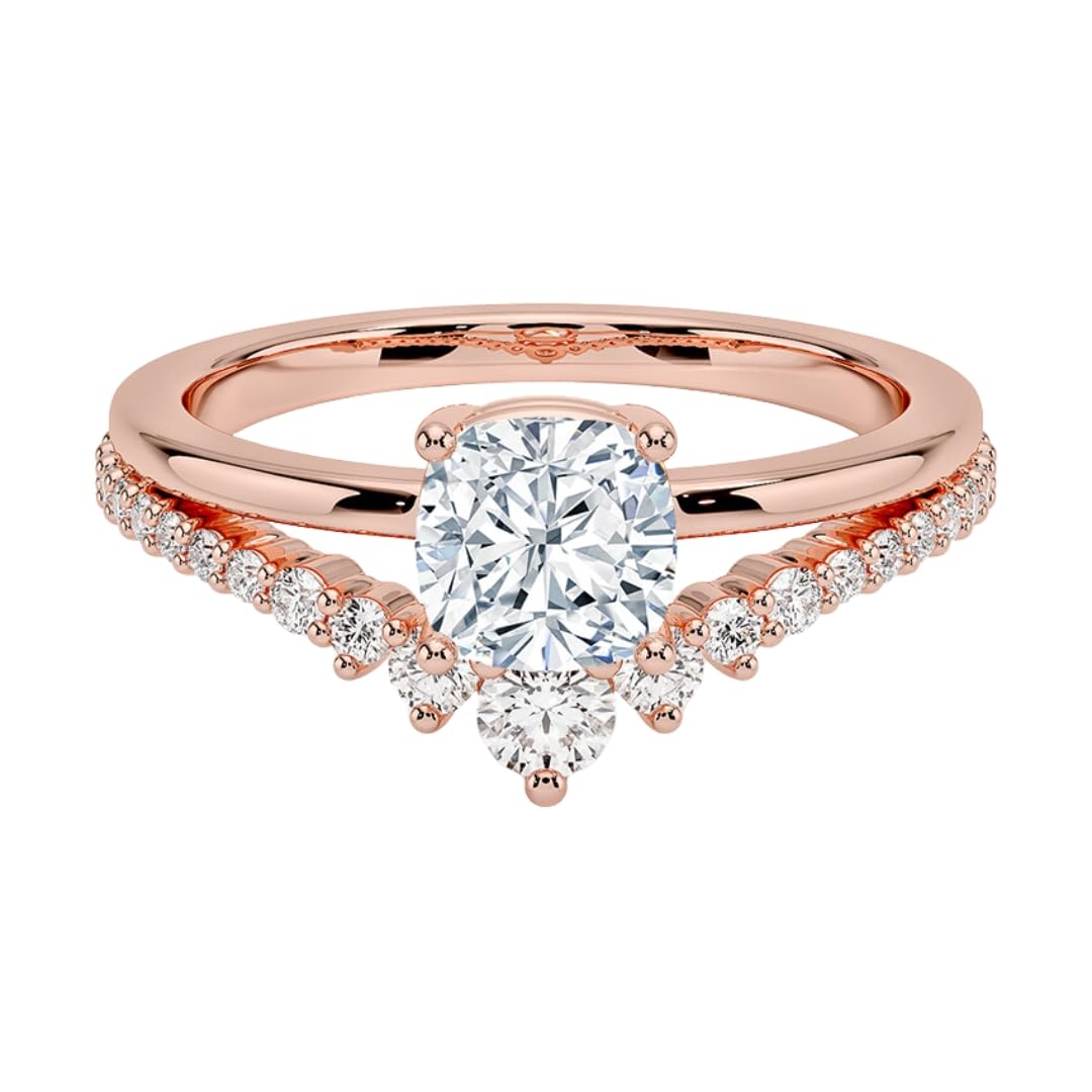 Solitaire 1 CT Cushion Cut Lab Grown Diamond Curved Engagement Ring - view 1