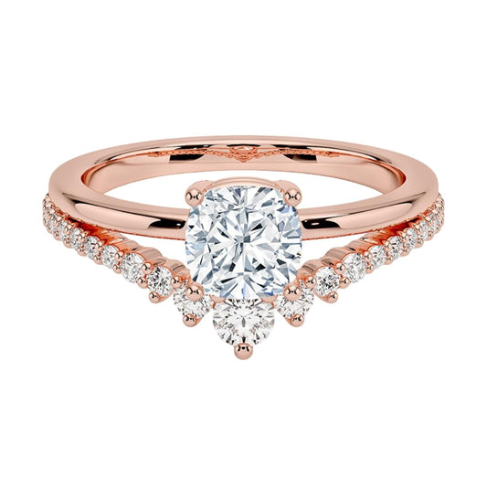 Solitaire 1 CT Cushion Cut Lab Grown Diamond Curved Engagement Ring - view 1