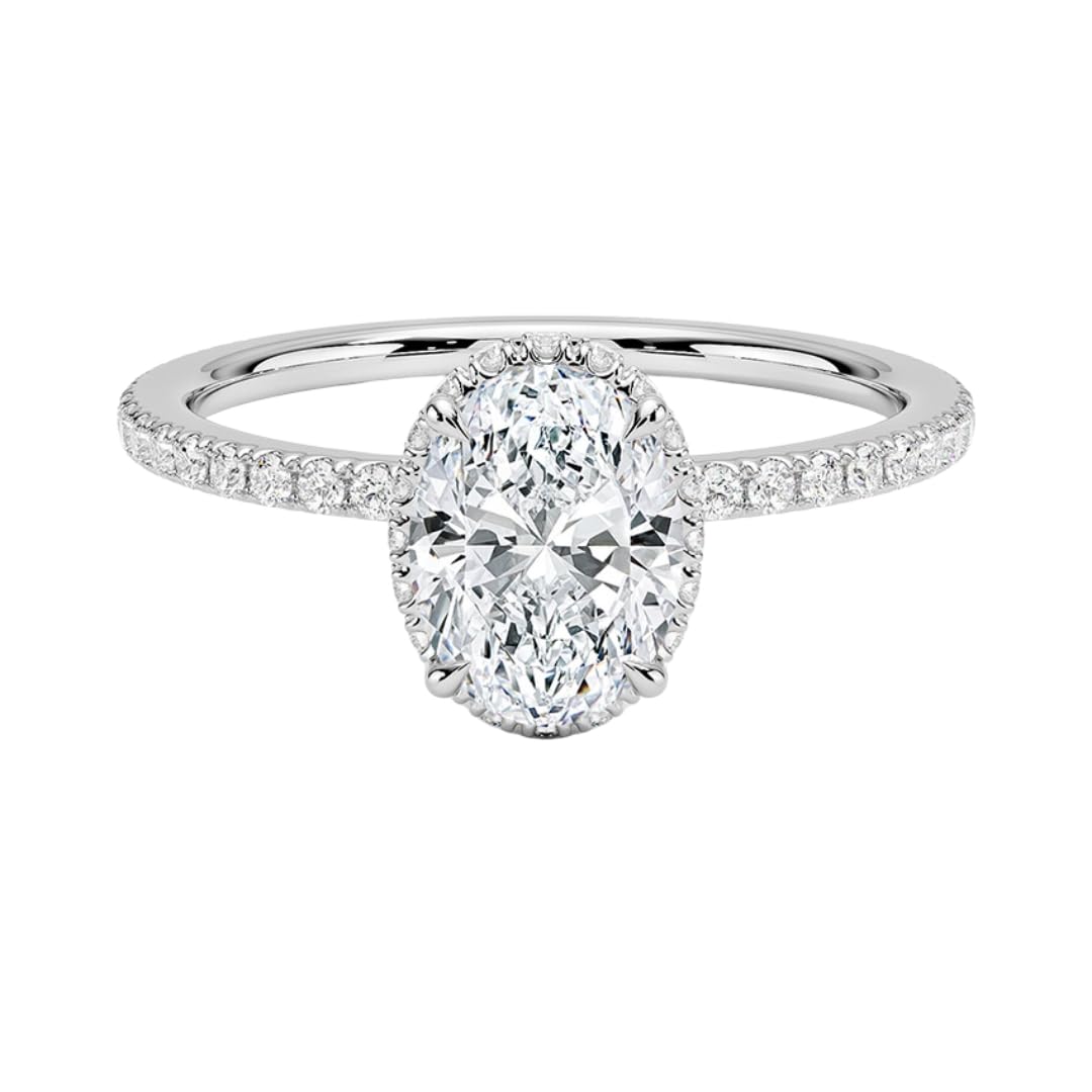 Hidden Halo 1 CT Oval Cut Lab Grown Diamond Ring - view 4