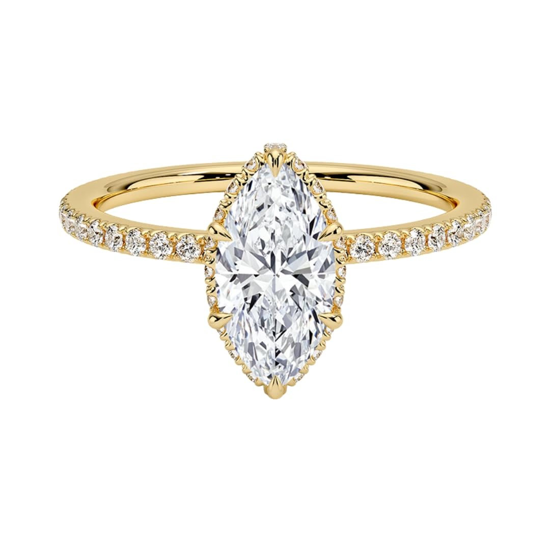 Hidden Halo 1 CT Marquise Cut Lab Grown Diamond Ring - view 6