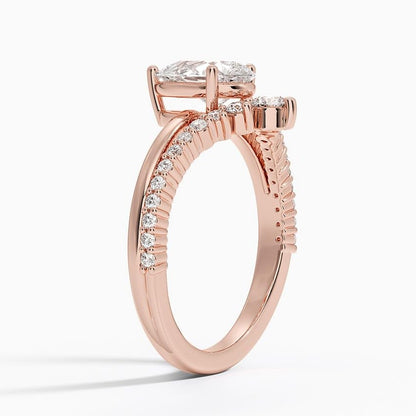 1 CT Pear Cut Lab Grown Diamond Curved Engagement Ring