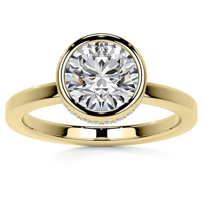 Bezel Hidden Halo 1 CT Round Cut Lab Grown Diamond Solitaire Engagement Ring - view 7