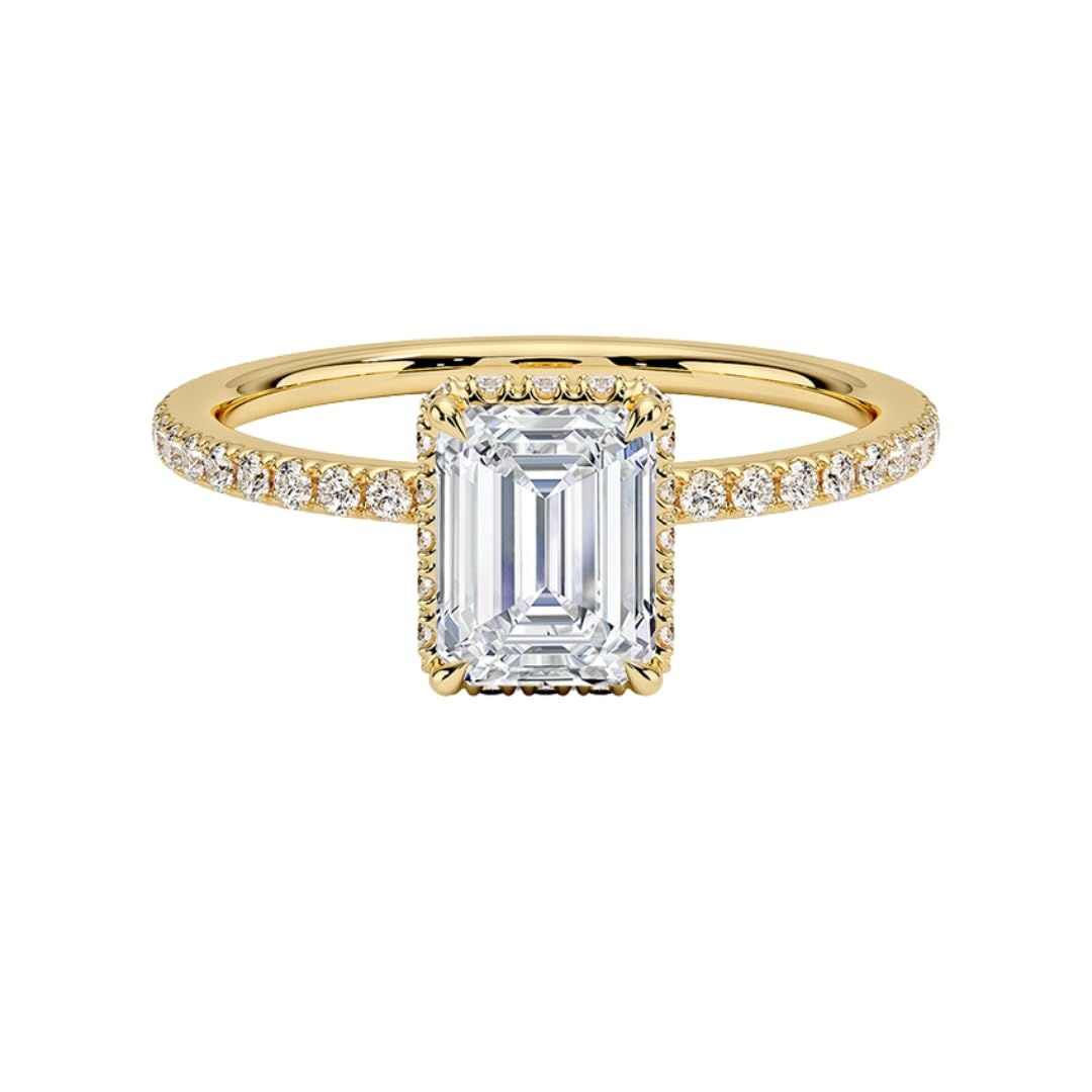 Hidden Halo 1 CT Emerald Cut Lab Grown Diamond Ring - view 6