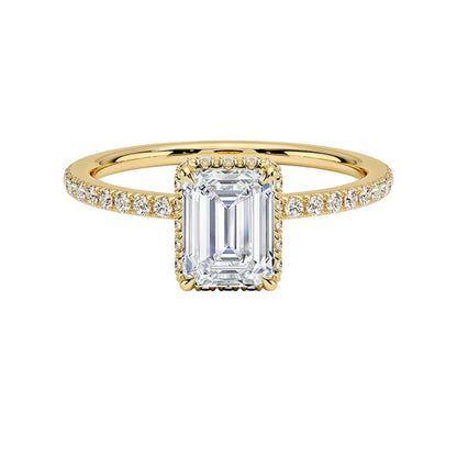 Hidden Halo 1 CT Emerald Cut Lab Grown Diamond Ring - view 6