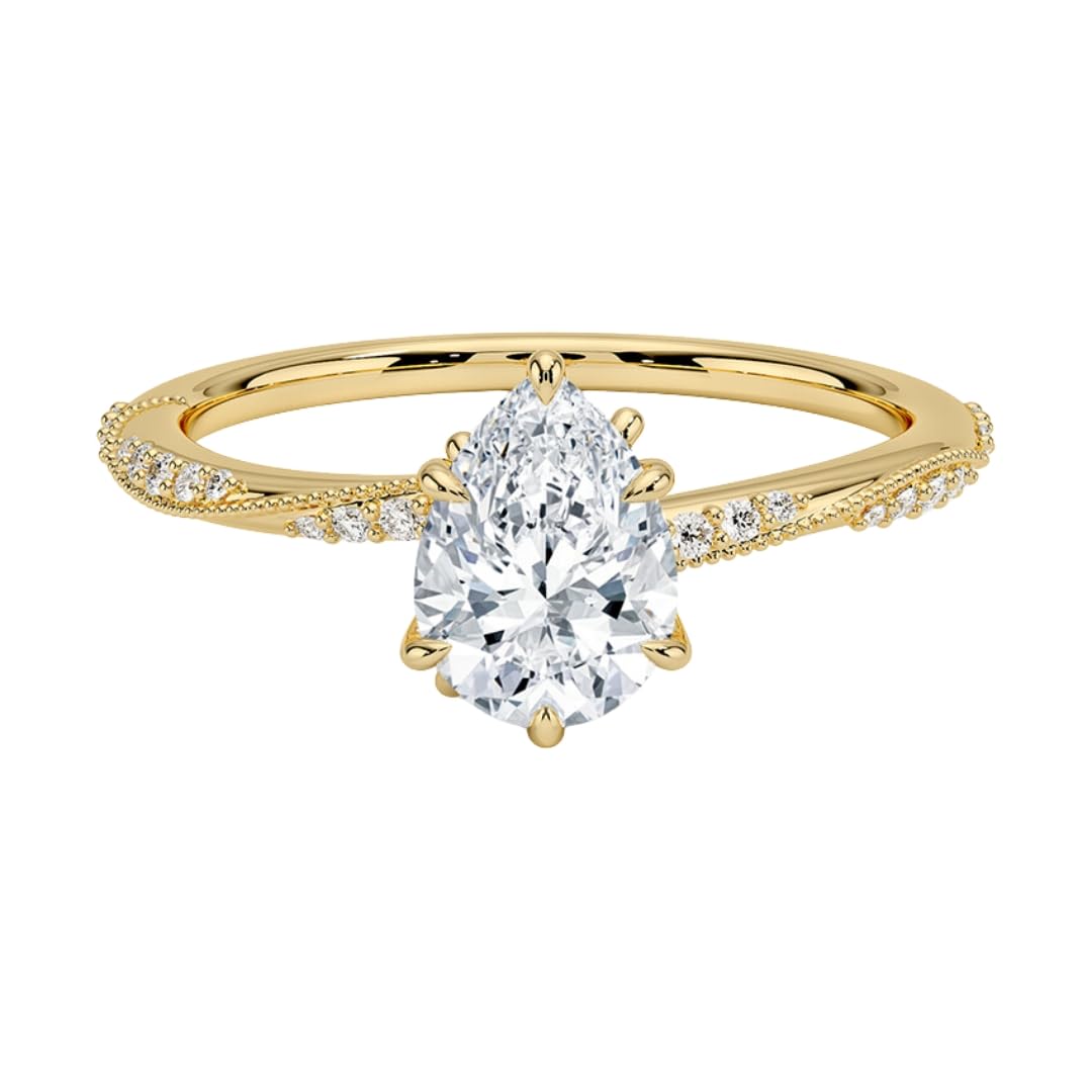 Solitaire 1 CT Pear Cut Lab Grown Diamond Engagement Ring - view 4