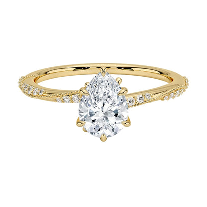 Solitaire 1 CT Pear Cut Lab Grown Diamond Engagement Ring - view 4