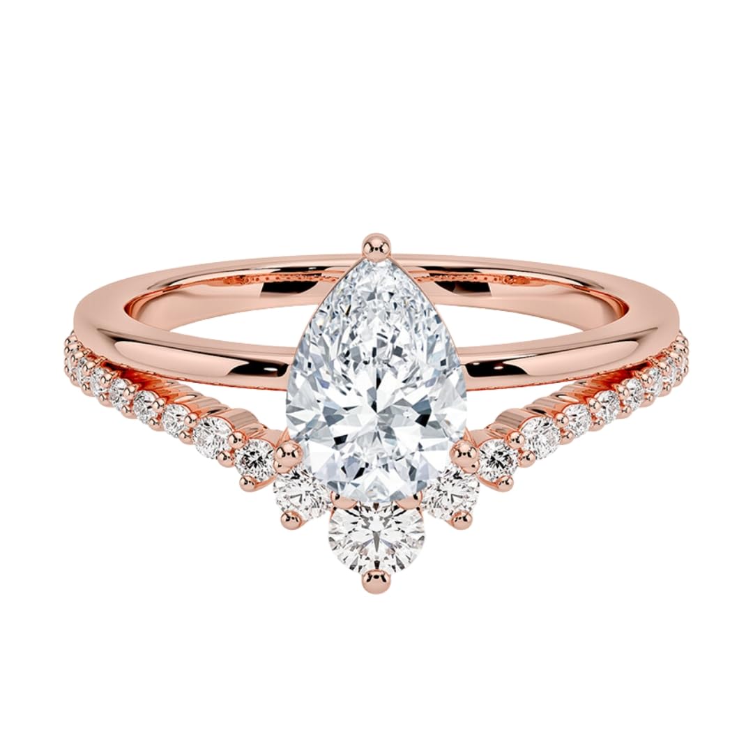 1 CT Pear Cut Lab Grown Diamond Curved Engagement Ring