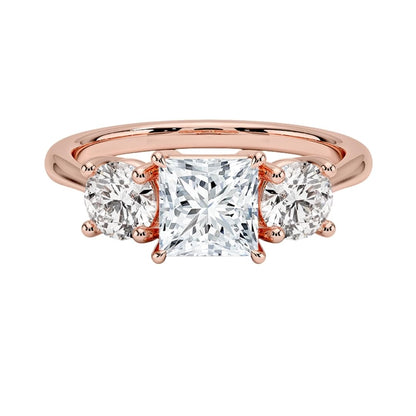 Solitaire 1 CT Princess Cut Lab Grown Diamond Three Stone Engagement Ring - view 6