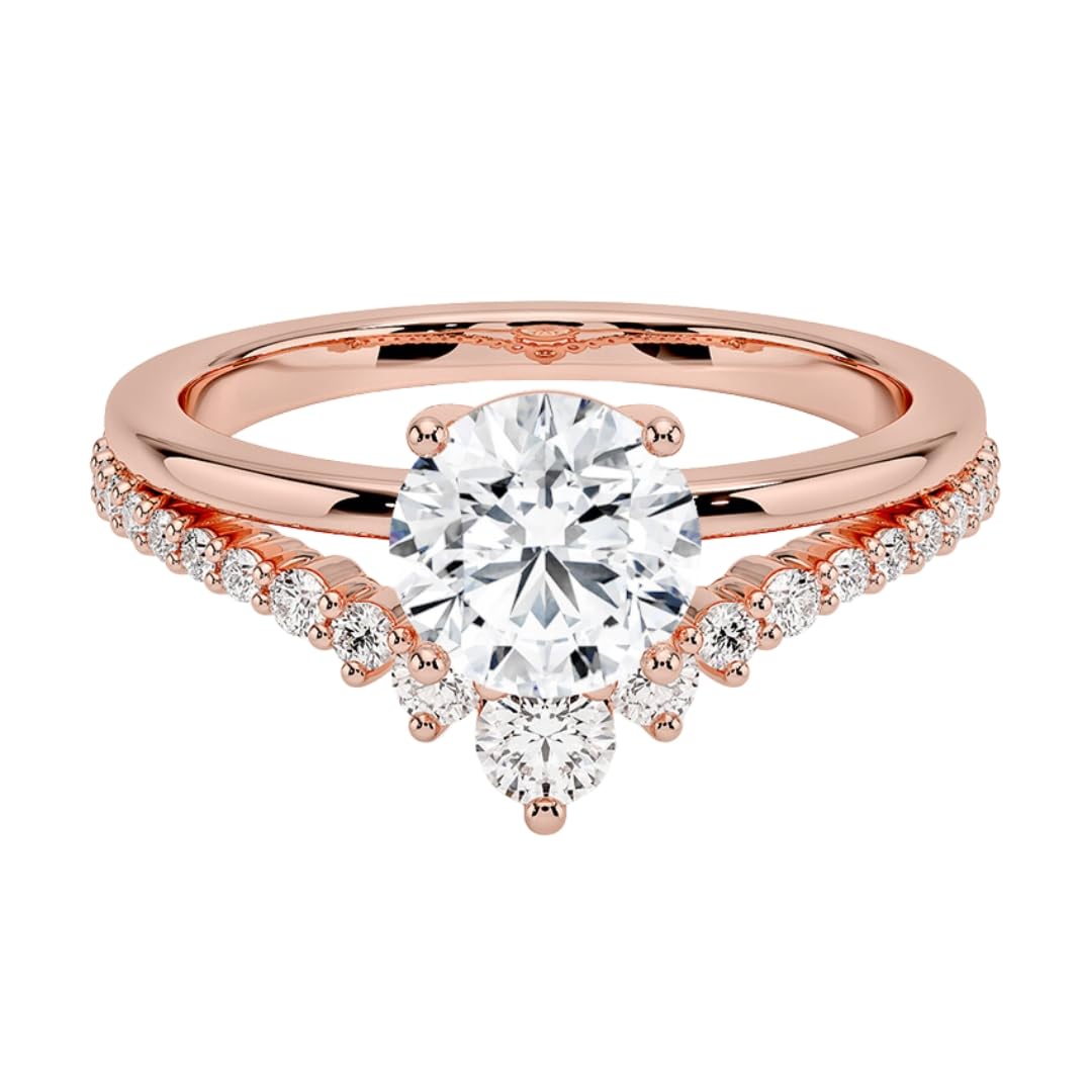 Solitaire 1 CT Round Cut Lab Grown Diamond Curved Engagement Ring - view 6