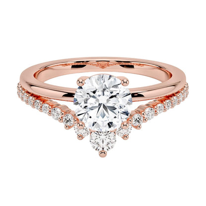 Solitaire 1 CT Round Cut Lab Grown Diamond Curved Engagement Ring - view 6