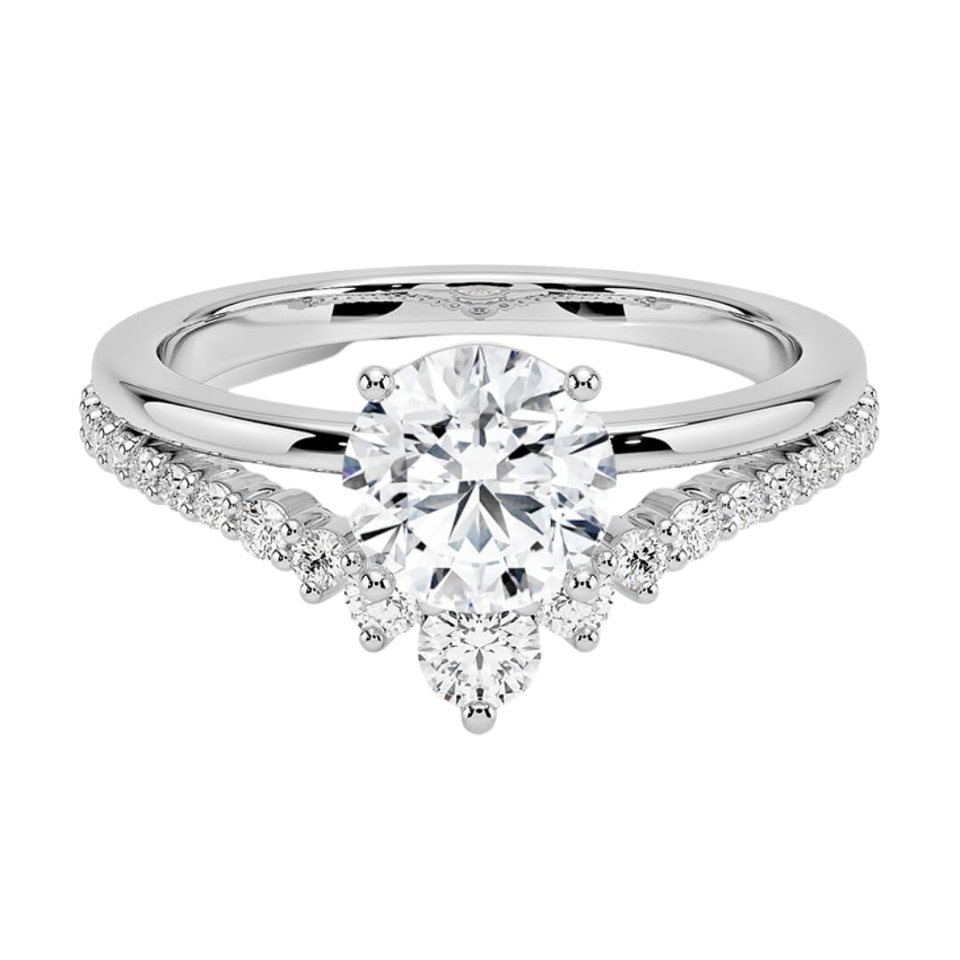 Solitaire 1 CT Round Cut Lab Grown Diamond Curved Engagement Ring - view 4