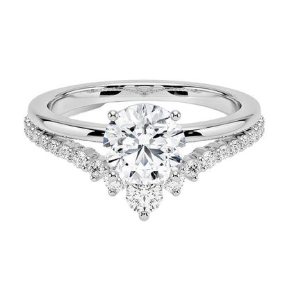 Solitaire 1 CT Round Cut Lab Grown Diamond Curved Engagement Ring - view 4