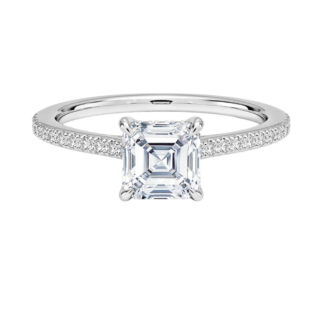 Hidden Halo 1 CT Asscher Cut Lab Grown Diamond Engagement Ring - view 1