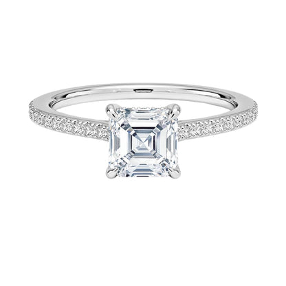 Hidden Halo 1 CT Asscher Cut Lab Grown Diamond Engagement Ring - view 1