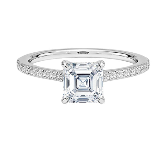 Hidden Halo 1 CT Asscher Cut Lab Grown Diamond Engagement Ring - view 1