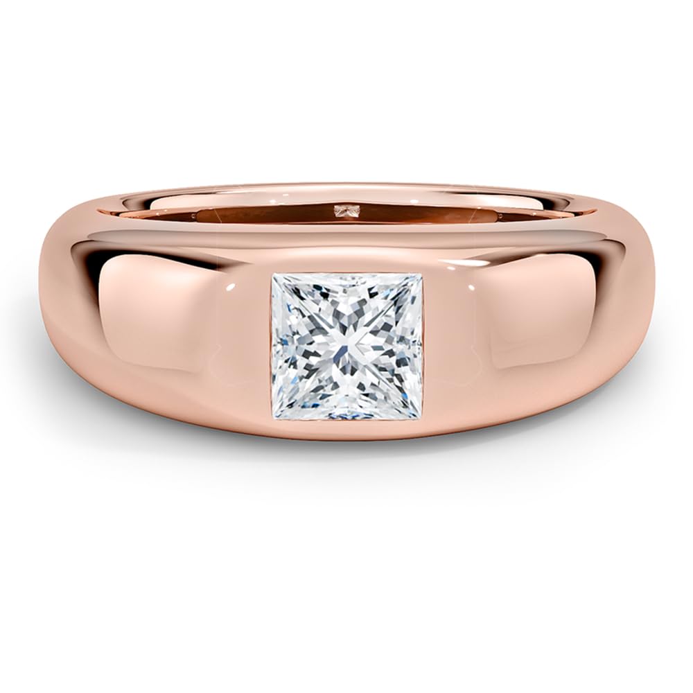 Solitaire 1 CT Princess Cut Lab Grown Diamond Bezel Engagement Ring - view 3