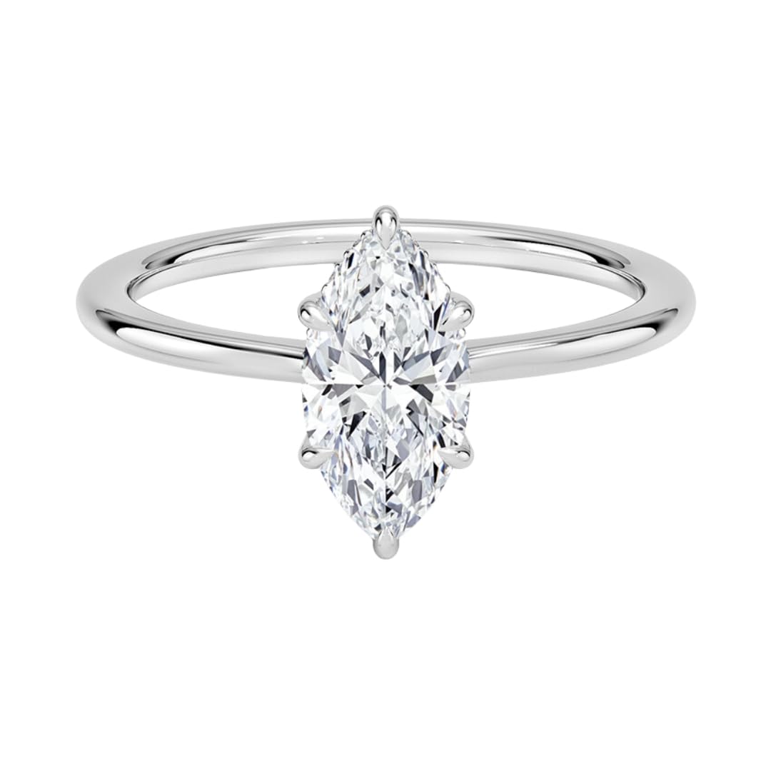 Hidden Halo 1 CT Marquise Cut Lab Grown Diamond Engagement Ring - view 1