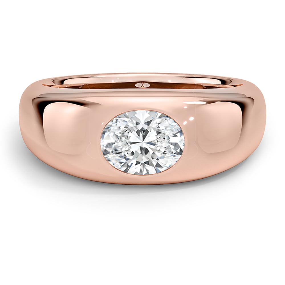 Solitaire 1 CT Oval Cut Lab Grown Diamond Bezel Engagement Ring - view 5