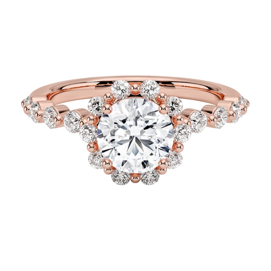 Halo 1 CT Round Cut Lab Grown Diamond Engagement Ring - view 6