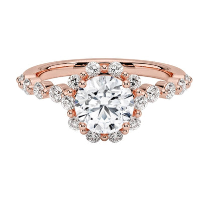 Halo 1 CT Round Cut Lab Grown Diamond Engagement Ring - view 6