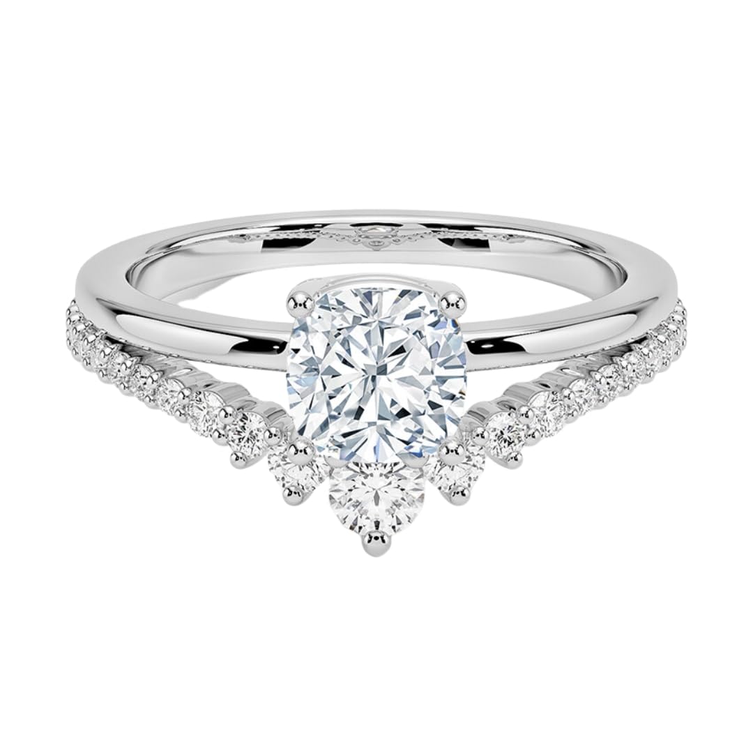 Solitaire 1 CT Cushion Cut Lab Grown Diamond Curved Engagement Ring - view 4