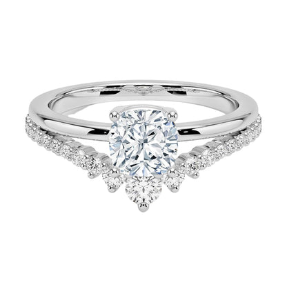 Solitaire 1 CT Cushion Cut Lab Grown Diamond Curved Engagement Ring - view 4