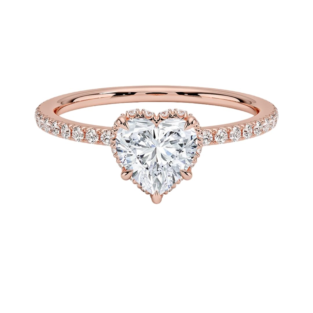 Hidden Halo 1 CT Heart Cut Lab Grown Diamond Ring - view 1