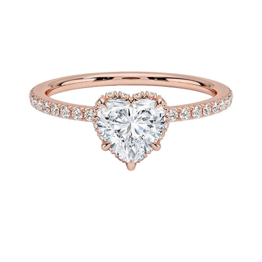 Hidden Halo 1 CT Heart Cut Lab Grown Diamond Ring - view 1