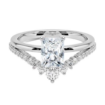Solitaire 1 CT Radiant Cut Lab Grown Diamond Curved Engagement Ring - view 6