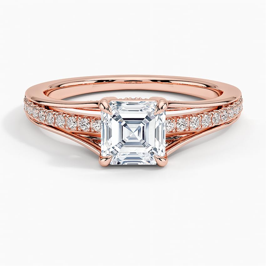 Pave 1 CT Asscher Cut Lab Grown Diamond Engagement Ring - view 4