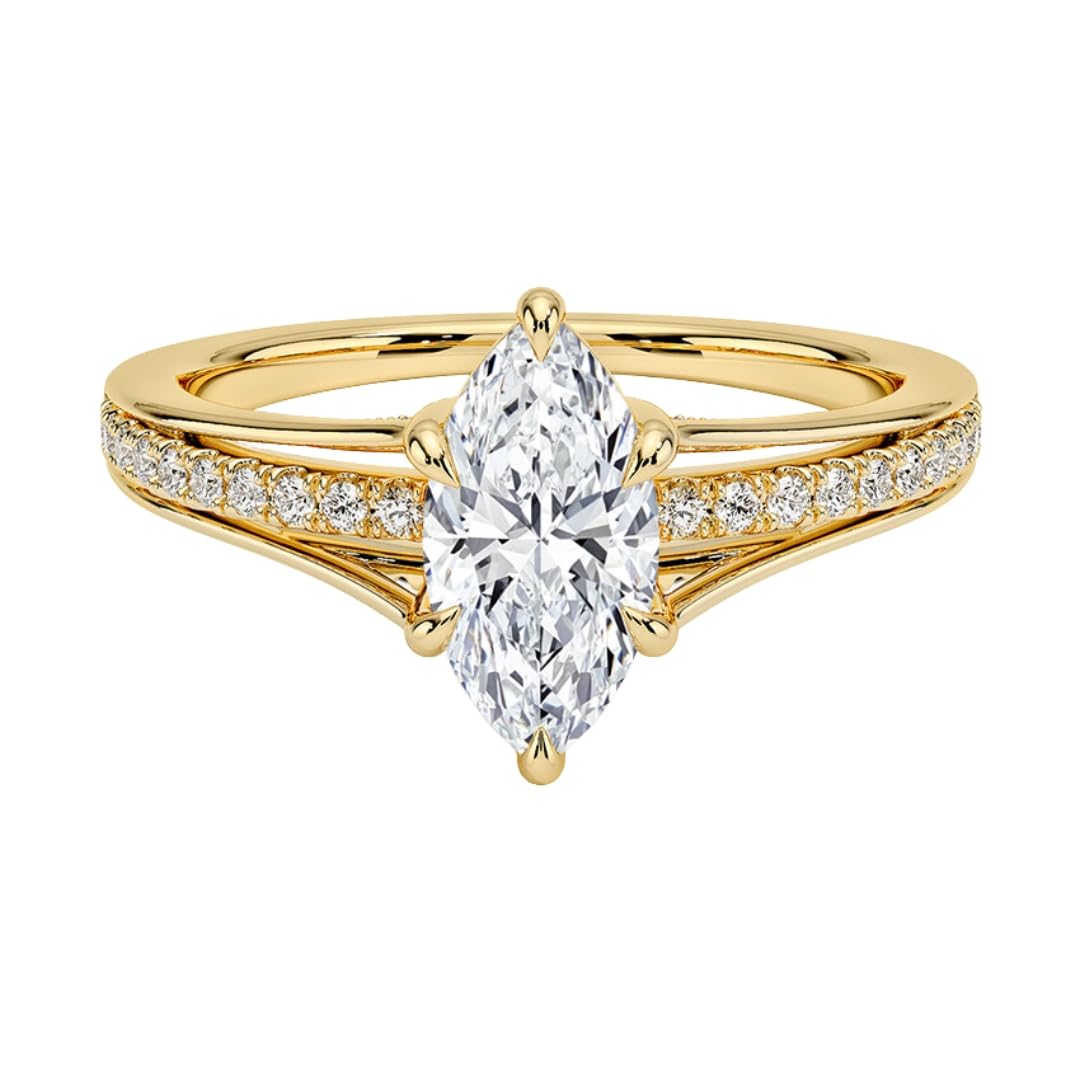 Pave 1 CT Marquise Cut Lab Grown Diamond Engagement Ring - view 1