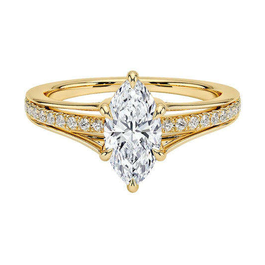 Pave 1 CT Marquise Cut Lab Grown Diamond Engagement Ring - view 1