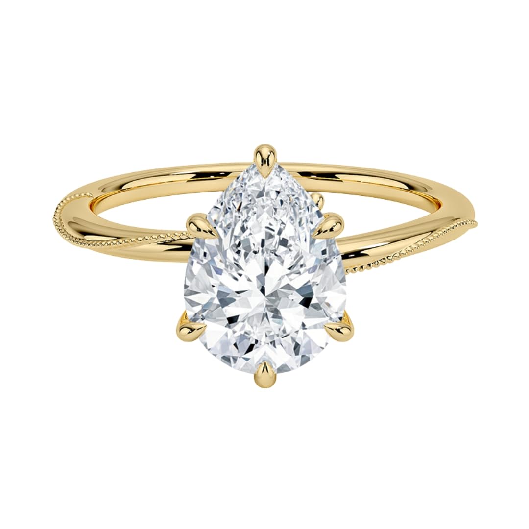 Solitaire 2 CT Pear Cut Lab Grown Diamond Engagement Ring - view 6