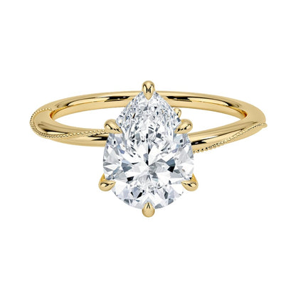 Solitaire 2 CT Pear Cut Lab Grown Diamond Engagement Ring - view 6