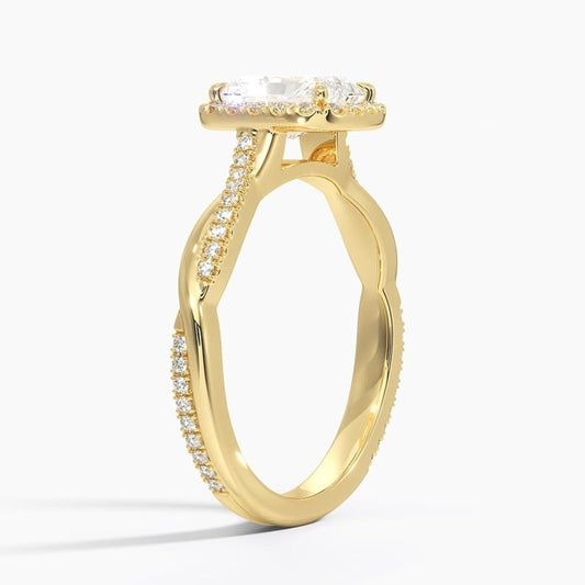 Twisted Band 1 CT Radiant Cut Lab Grown Diamond Engagement Halo Ring - view 2