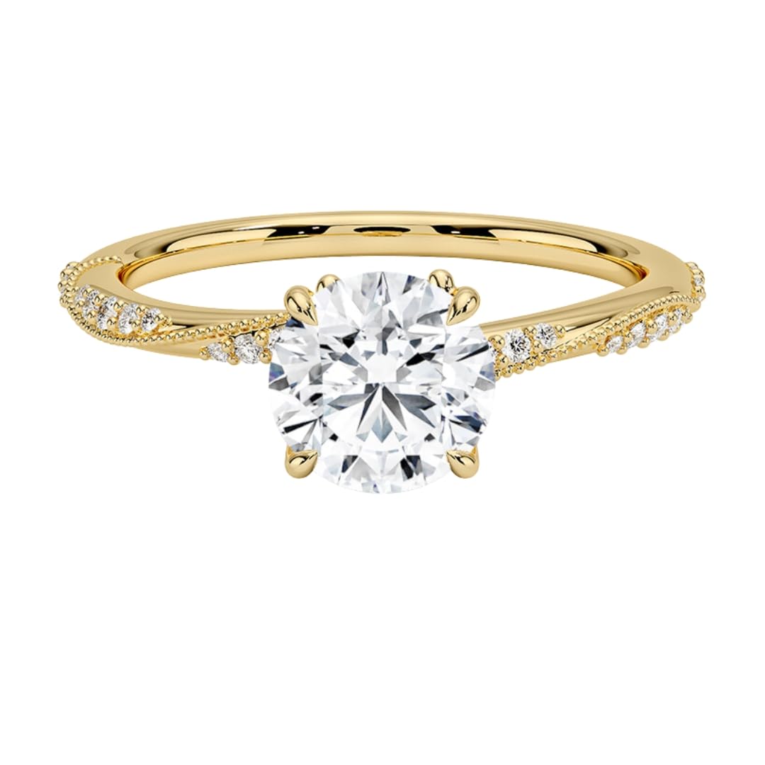 1 CT Round Cut Lab Grown Diamond Engagement Ring - view 4