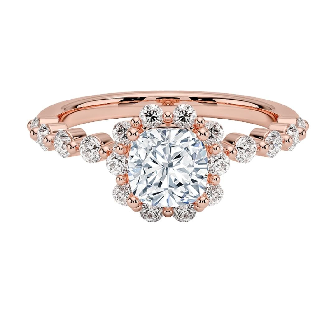 Halo 1 CT Cushion Cut Lab Grown Diamond Engagement Ring - view 4