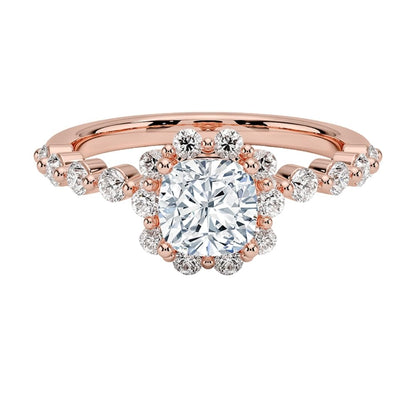 Halo 1 CT Cushion Cut Lab Grown Diamond Engagement Ring - view 4