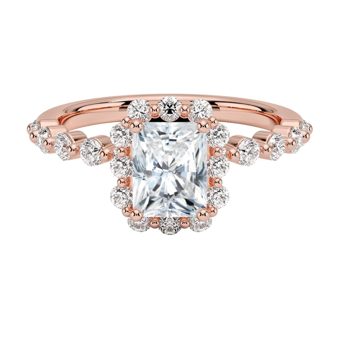 Halo 1 CT Radiant Cut Lab Grown Diamond Engagement Ring - view 4
