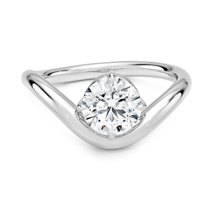 Solitaire 1 CT Round Cut Lab Grown Diamond Curved Band Engagement Ring - view 1