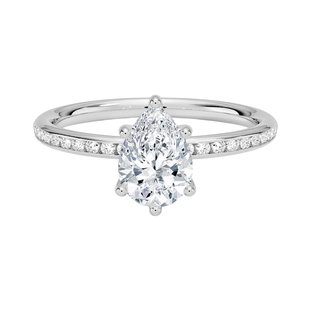 Solitaire 1 CT Pear Cut Lab Grown Diamond Ring - view 6