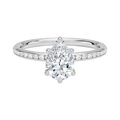 Solitaire 1 CT Pear Cut Lab Grown Diamond Ring - view 6
