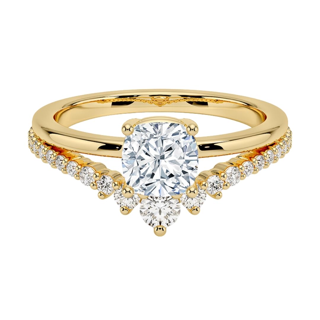 Solitaire 1 CT Cushion Cut Lab Grown Diamond Curved Engagement Ring - view 6