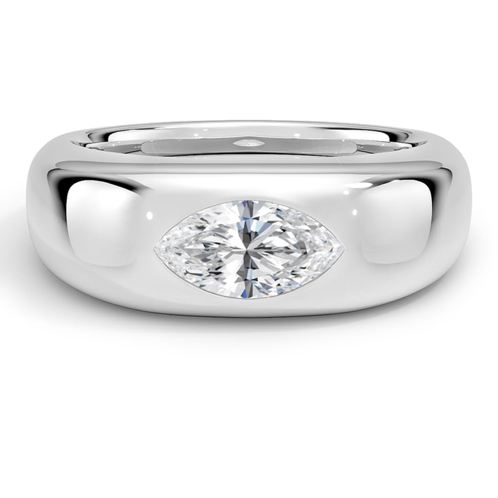 Solitaire 1 CT Marquise Cut Lab Grown Diamond Bezel Engagement Ring - view 4