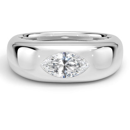 Solitaire 1 CT Marquise Cut Lab Grown Diamond Bezel Engagement Ring - view 4